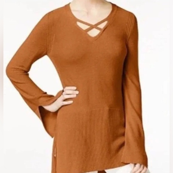 Free People | Criss Cross Knit Tunic Sweater (L) - Picture 2 of 9